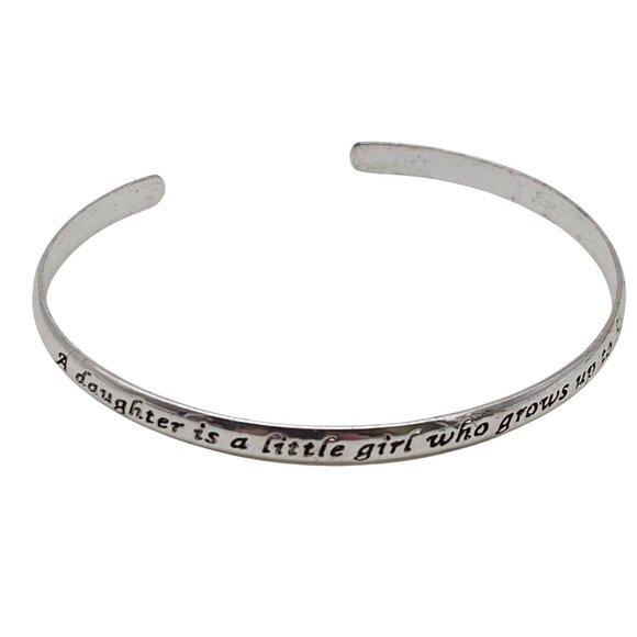 Sterling Silver Cuff Bracelet Engraved  A Daughter Is A Little Girl Who Grows Up - Picture 1 of 4